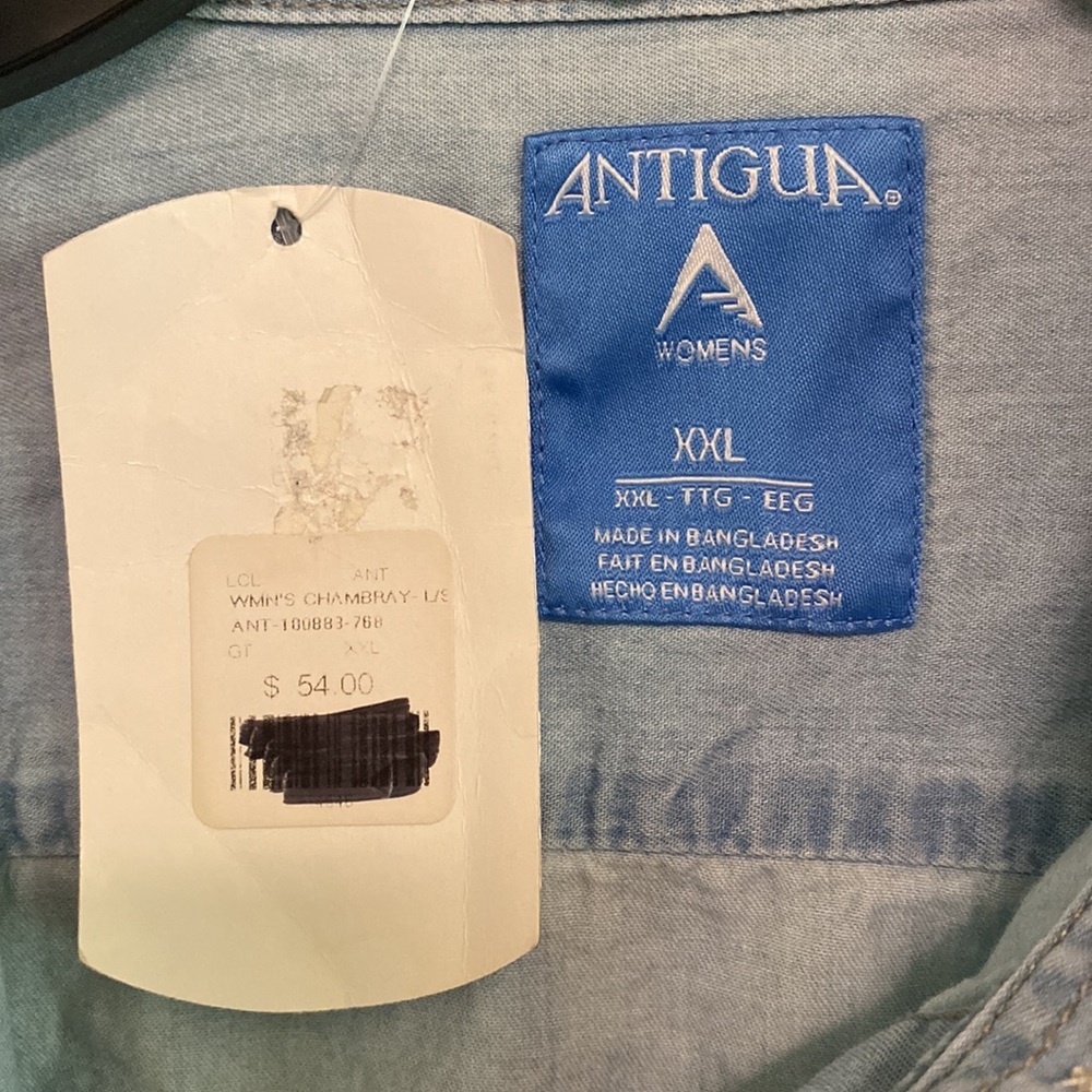 Antigua Georgia Tech Denim Button-Up Shirt - Size XXL - Picture 3 of 7